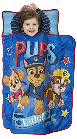 Paw Patrol We're A Team Toddler Nap Mat - Includes Pillow & Fleece Blanket Great for Boys and Girls Napping at Daycare, Preschool, Or Kindergarten - Fits Sleeping Toddlers and Young Children
