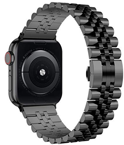 Wolait Compatible with Apple Watch Ultra 3/Ultra 2 Band 49mm 46mm 45mm 44mm 42mm,Stainless Steel Heavy iWatch Band with Butterfly Folding Clasp Link Bracelet for Series 11-1/SE3/2/Men,Black