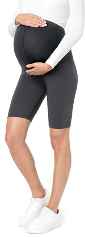 Be Mammy Leggings Courts de maternité Confortables en Coton Pantalons de maternité pour l'été Legging Court Grossesse Maternité BE20-228 (Graphite L)