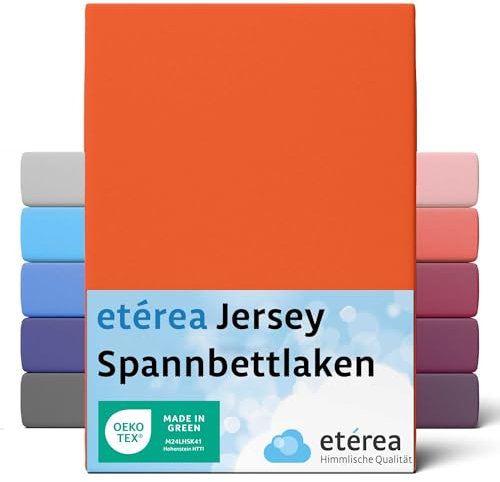 etérea Jersey Spannbettlaken 140x200cm - 160x200cm Orange bis 25 cm Höhe - 100% Baumwolle Spannbetttuch Oekotex - Bed Sheets Leintuch Bettbezug - Bettlaken 140x200 cm - 160x200 cm - Terra