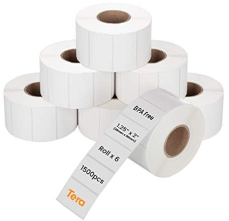 Tera Versandetiketten 30 x 50 mm, 9000 Labels, Selbstklebend, BPA-frei, 6 Rollen