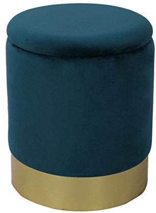 Voglrieder Sitzhocker Samthocker Sitzpouf Velours Hocker mit Stauraum smaragd