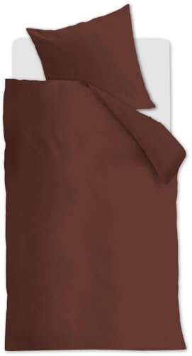 at home Leinen-Bettwäsche-Garnitur Easy Farbe Brown Größe 155x220+80x80cm Einfarbig Uni