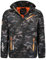 Geographical Norway ROYAUTE MEN - Veste Softshell Homme Impermeable - Manteau À Capuche Outdoor - Blouson Coupe Vent Tactique Resistant Hiver - Activites En Exterieur (CAMO Noir / Orange M)