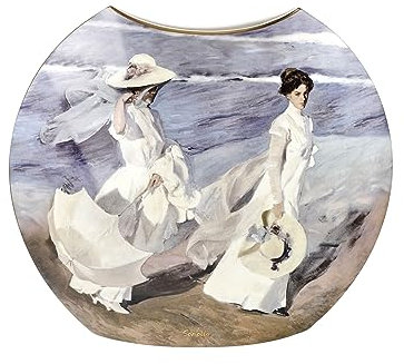 Vase Boote / Spaziergang AM Strand Joaquin Sorolla H 30cm mehrfahrbig Goebel