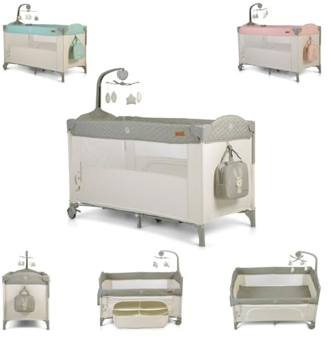 Cangaroo Indiana Camping Kinderbett, mit Musikmobil mit 4 Kuscheltieren, Organizer und eine Tragetasche, Grau