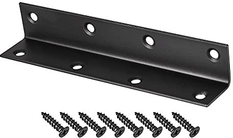 sourcing map Corner Brace Angle Bracket Fastener Stainless Steel L Shape 25mmx25mmx140mm Black with Screws, 2 Pcs