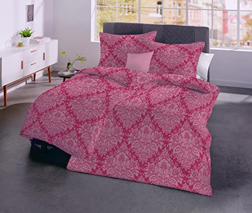 fleuresse Lech Edelflanell Bettwäsche 135x200 Ornamente Barock rot 603739-4