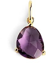 SINGULARU - Charm Birthstones. Argent 925 avec finition plaqué or 18 kt. Pendentif avec pierres colorées. Combinable avec collier. Bijoux pour femme. Améthyste