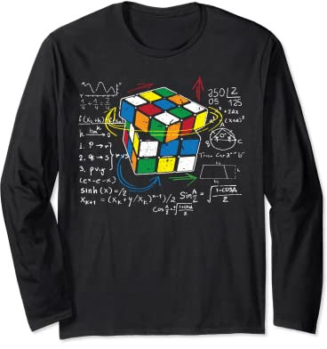 Würfel Zauber mit Mathe Gleichungen | Retro Nerdy Rubik Langarmshirt