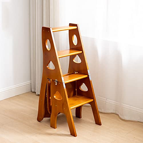 FGHUF Taburete Escalera Escalera Silla De Madera Plegable Multifunción Escalera Banqueta Taburete Estantería Escalón para Baño Hogar Decoración Cargable hasta 120 Kg