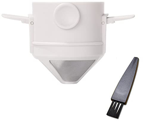 Stainless Steel Folding Coffee Filter with Cleaning Brush, Reusable Cone Coffee Dripper, Stainless Steel Coffee Maker, Paperless Reusable Drip Coffee Tea Holder Maker Dripper for Home Office Travel