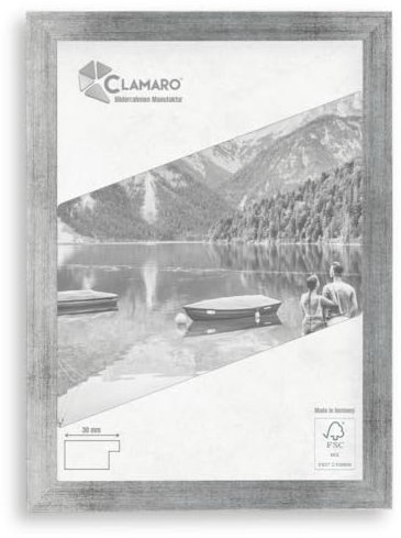 CLAMARO 'Collage' Bilderrahmen 100x140 handgefertigt nach Maß | Silber Gebürstet | Moderner eckiger MDF Holzbilderrahmen inkl. Acrylglas, Rückwand und Aufhänger (querformat & Hochformat)