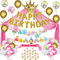 Mädchen Prinzessin Geburtstagsdeko,Bringen Tüll Hintergrund, Happy Birthday Banner,Luftballons, Schärpe, Tortenaufsatz, Prinzessin Kronen Luftballons, Passend für Mädchen Geburtstagsdekorationen