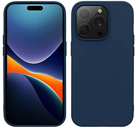 kwmobile Custodia Compatibile con Apple iPhone 14 Pro Cover - Back Case in Silicone TPU - Protezione Smartphone per Caricatore Wireless - blu marino