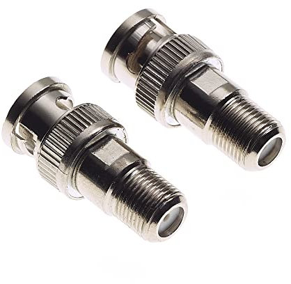 Keple BNC-Stecker zu F-Typ-Buchse-Adapter - 50 Ohm vernickelt Messing Körper RF Koax-Stecker männlich weiblich Adapter für RF Radio Antenne und Video-Anwendungen Koaxial-Koppler Konverter - 2 Stück