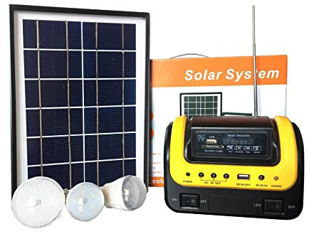 Generador Solar, 5W Multifunción Solares Sistema de Generación Portátil Solar Portátil Generador de Energía Juega Con Radio Bluetooth Panel Solar Cargador de Batería solar light (Color : Yellow)
