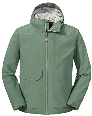 Schöffel Herren Jacket Lausanne M, Funktionsjacke mit Kapuze, wasserdichte, leichte Sommerjacke mit Pack-Away-Tasche, laurel wreath, 56