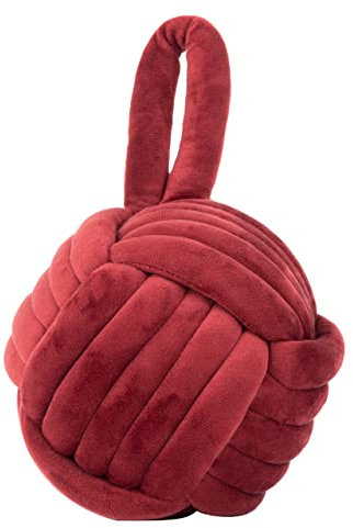 Furn Knot Velvet Door Stop – Soft Plush Weighted Decorative Doorstop, Modern Home Decor (Red)