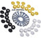 36 Piece Screws and Caps for Car Number Plate, License Plate, Car registration. White, Yellow and Black Caps with Screws, Plate Fittings for Car, Motorbike, Caravan, Vehicle Registration JLB Central