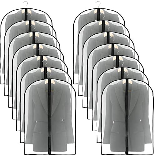 ZEONHEI 15-pack 60 x 140 cm klädskyddsväskor, klädförvaringsväskor med dragkedja, klänningsöverdrag, klädväskor, full längd, dammtätt kostymöverdrag, kostymväska för klänningar, kostymer, kostymer, kappor