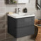 Go Bathrooms Vanity Unit 600mm Anthracite Grey Bathroom Sink White Resin Basin Wall Hung Soft Close Drawers Newbold Bathroom Storage Vanity Unit
