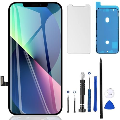 ZOETEC Screen Replacement For iPhone 13, 6.1 LCD Full HD Retina Display COF Touch Screen Digitizer Frame Assembly with Repair Tool Kits, Waterproof Adhesive, Tempered Glass
