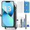 ZOETEC Screen Replacement For iPhone 13, 6.1 LCD Full HD Retina Display COF Touch Screen Digitizer Frame Assembly with Repair Tool Kits, Waterproof Adhesive, Tempered Glass