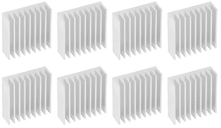 Tyenaza 8 Stück Aluminium-Kühlkörper, 50 X 50 X 17 Mm, Kühlkörper, 9 Lamellen, Kühler, GPU-Rückplatte, Kühlkörper Für IC-Modul, PC, Computer, LED, PCB(with Adhesive)