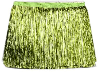 YYCRAFT Lametta-Fransenborte, 20,3 cm breit, Lametta-Girlande, Tanz-Kostüm, Fransenborte, glänzender Folieneffekt, Party-Dekoration (4,5 m, Limettengrün)