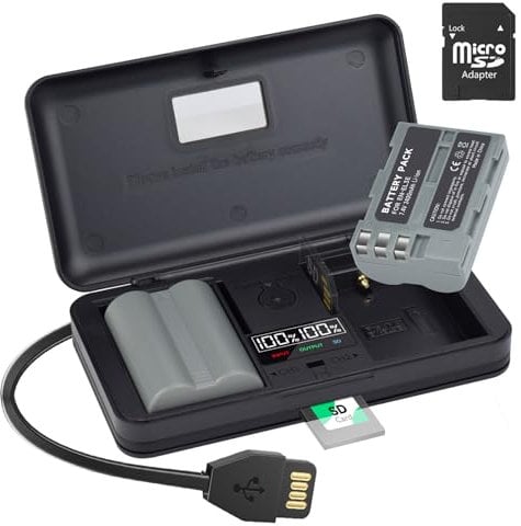 2 EN-EL3E Replacement Batteries 2400mAh with LCD Built-in USB Cable Charger with Type C Port for Nikon ENEL3E,ENEL3A, DSLR, D50, D70, D80, D90, D100, D200, D300, D700, D900, D70s, D300S Digital camera