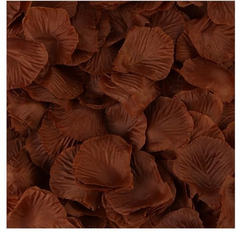 FUFUYO 1000PCS Pétales de Rose Artificiels Pétales de Rose Scènes Romantiques Faux Pétales de Rose pour Chambre à Coucher Mariage Marry Me Décorations Fête d'anniversaire-Marron Foncé