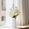 BLOSMON Kunstblumen Blumenstrauß mit Keramik Vase: Künstliche Blumen Weiß Blumengestecke wie echt im Weiße Topf für Geschenk Wohnzimmer Deko Schlafzimmer Hochzeit Dekoration Zuhause Tischdeko