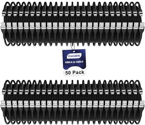 USB C to USB C Cable (8 FT, 50-Pack), Multi Pack Bulk Nylon PD USB C Charger Cable, 3A 60W Fast Charging for iPhone 15/15 Pro /15 Plus /15 Pro Max, iPad Mini/Air/Pro, MacBook Pro, Galaxy S23, LG