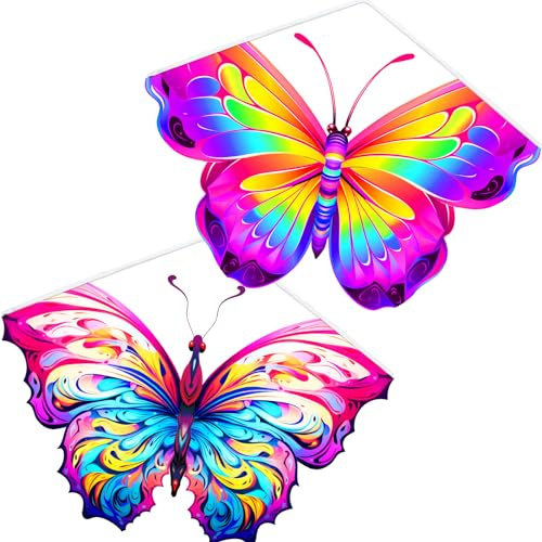 Touch the sky 2 Packungen Schmetterling Drachen für Kinder und Erwachsene, Leicht zu Fliegen, Einzigartiges Strukturdesign, Ausgezeichnetes Outdoor-Spielzeug. Geeignet für Anfänger.