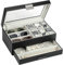LANDICI Watch Box Organiser Jewellery box for Men Women, 2 Layer 6 Slot PU Leather Watch Storage Case with Glass Top, Large Jewelry Display Holder for Sunglasses Necklace Earring Ring, Black+Gray