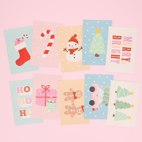 Klebekerlchen® | Niedliche Weihnachtskarten für Kinder | Grußkarten Set mit 10 Karten für die festliche Jahreszeit | Ideal für Weihnachtsgrüße, Einladungen zu Weihnachtsfeiern - Weihnachtsszeit