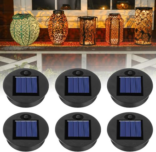 KUWUNG Solar Lights Replacement Top, 6 Pack Solar Panels for Garden, IP44 Solar Lantern Replacement Top, DIY Decor Light