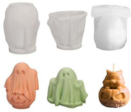 Silikonformen Kerzen, Geist Kerzenformen zum Gießen Halloween Kürbis Kerzen Silikonformen Kürbis Silikonform Gießformen Kerzen Kerzengießformen Kerzenform Silikon Halloween für Deko (ABC)