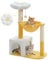 MUTTROS Bonito árbol para gatos con cama superior de flores, postes rascadores de nubes, torre pequeña para gatos de 35 pulgadas con hamaca grande de marco de metal para gatos de interior, condominio