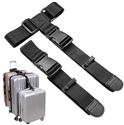 Luggage Straps,2 pcs Luggage Connector Straps Add a Bag Suitcase Strap Belt Adjustable for Travel Adjustable Baggage Attachment Accessories for Connecting Luggage Together Black T-type Normal