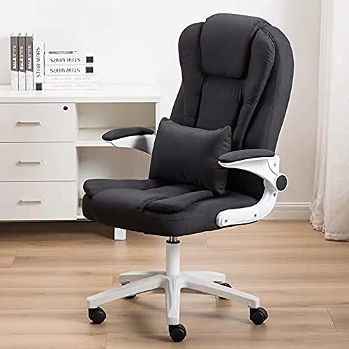 CRBUDY Office Chair,Computer boss Office Swivel Massage Home Lifting Adjustable Gaming Chair (Black No Footrest)