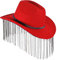 Cowboyhut für Damen, Strass, breite Krempe, Diamant-Glitzer, Western-Cowboyhut, Größe: M / L, Rot-schwarze lange Quasten, M-L