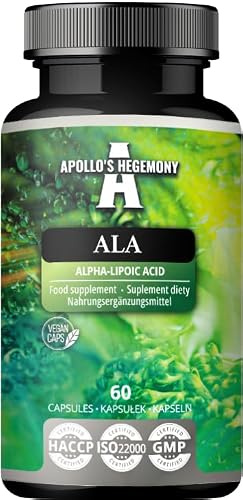 ALA (Alpha Lipoic Acid) 600 mg - 60 Vegan Capsules - Optimizes Glucose Management - Supports Mitochondrial Health - Two Month Supply - by Apollo's Hegemony