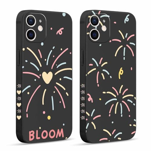 Pnakqil 2 Piezas Funda para Apple iPhone 12 6,1, Fuegos Artificiales Athestic Pattern Fundas Estética Caso Covercon Cámara Suave Carcasa para Protección Case,26