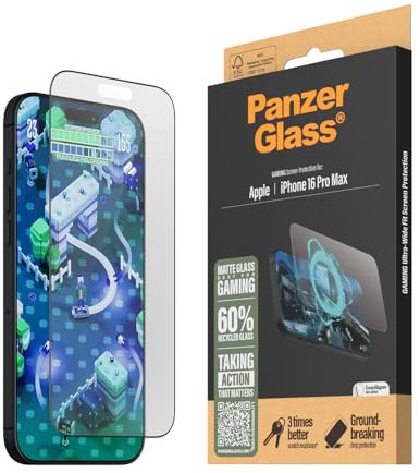 PanzerGlass® Matter Glas-Displayschutz für Apple iPhone 16 Pro Max, EasyAligner, blendfrei und fingerabdruckresistent, gehärtetes Glas, hohe Berührungsempfindlichkeit, extrem glatte Oberfläche
