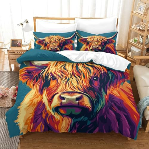 ELANXIAPR Yak Bettbezug Bettwäsche Set Kinderbettwäsche-Set Reißverschluss Mit Kissenbezügen Betten Set Für Jungen Und Mädchen, Kinder Double(200x200cm)
