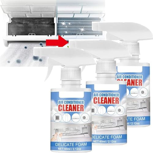3 piezas de espuma limpiadora para aire acondicionado, 60 ml, limpiador de aire acondicionado, espuma multifuncional, limpiador de bobinas de aire acondicionado, detergente de alta resistencia