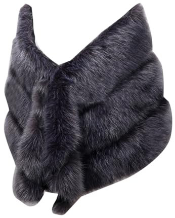 GUOCU Damen Stola Temperament Kunstpelzschal Nähte PU Braut-Dinnerparty-Hochzeitskleid Dicker Umhang Schal Brautjungfern-Schultertuch Kunstpelz Schal Wrap GJGrau