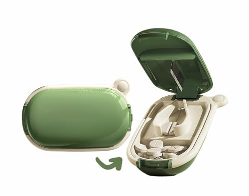 MURRI&MURRDI Tablet Splitter Cutter, Small Pill Splitter Cute Pill Cutter for Small or Large Pills, Portable Medicine Cutter Pocket Purse Medication Cutter for Vitamins (A Green)